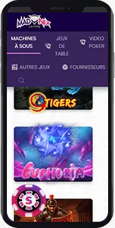 mobile et application au Madnix Casino